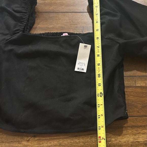 Francesca’s Collections Mi Ami Black Crop Balloon Sleeve Top Size Small NEW - Picture 9 of 14
